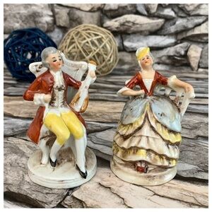 #27 Vtg Pair French Couple Man Lady Porcelain Figurines Germany Signed FOREIGN